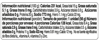 Imagen información nutricional