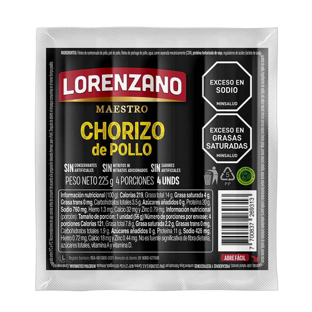 Chorizo de pollo Premium 225g