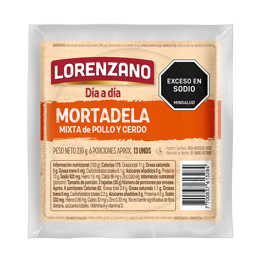 Mortadela mixta de pollo y cerdo infaltable 230 g