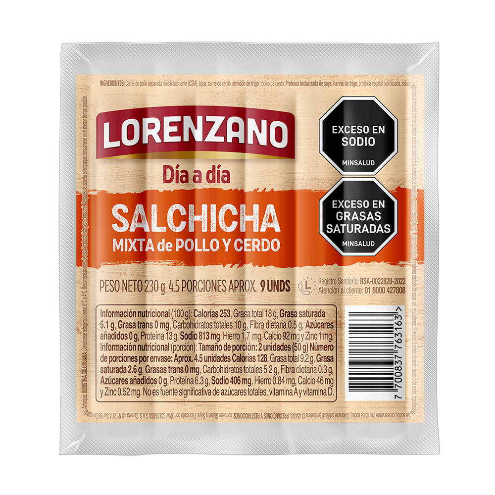 Salchicha mixta de pollo y cerdo Infaltable 230 g